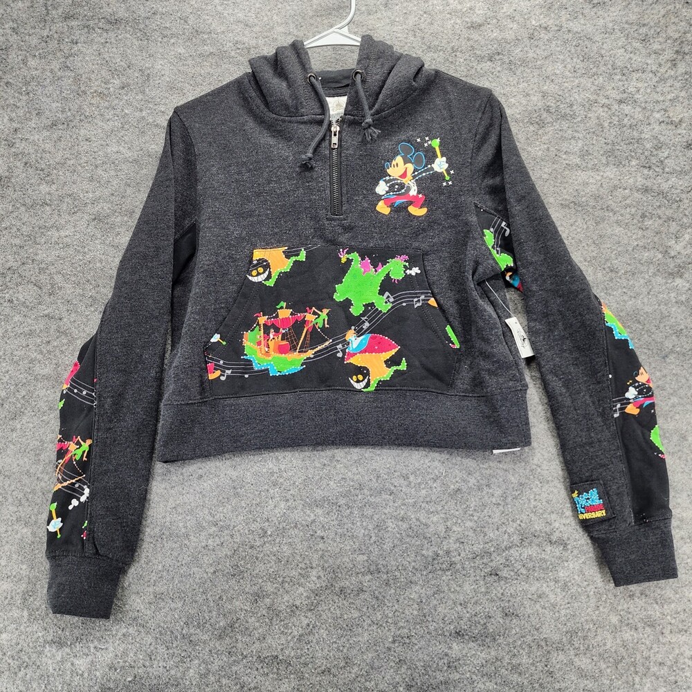 Disney Hoodie Girls XS Long Sleeve Gray Cropped